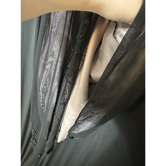 Y2K Velvet Black Sequin Sheer Lace Ruffle Babydoll Party Dress Whimsigoth Fairy - Picture 7 of 10